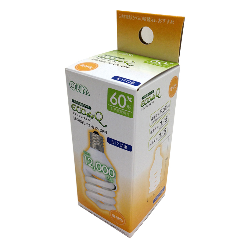 電球形蛍光灯 スパイラル形 E17 60形相当 電球色 エコデンキュウ [品番