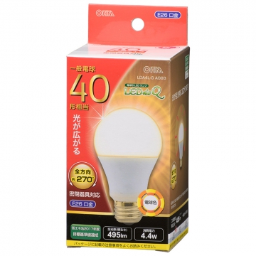LED電球 E26 40形相当 電球色 [品番]06-3405