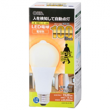 LED電球 E26 100形相当 人感明暗センサー付 電球色 [品番]06-3549