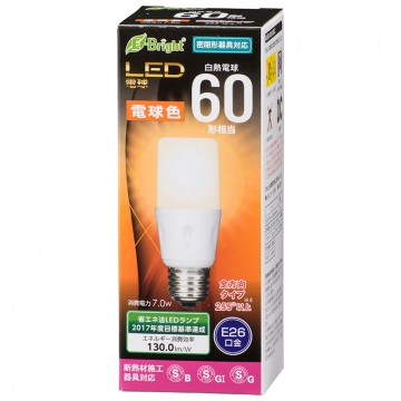 LED電球 T形 E26 60形相当 電球色 [品番]06-3611