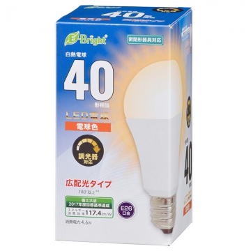 LED電球 E26 40形相当 電球色 [品番]06-3617
