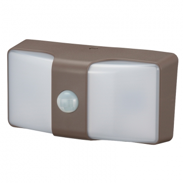 monban LEDセンサーウォールライト 乾電池式 160lm ブラウン [品番]06-4212