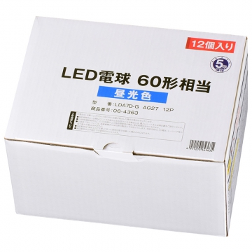 LED電球 E26 60形相当 昼光色 12個入り [品番]06-4363
