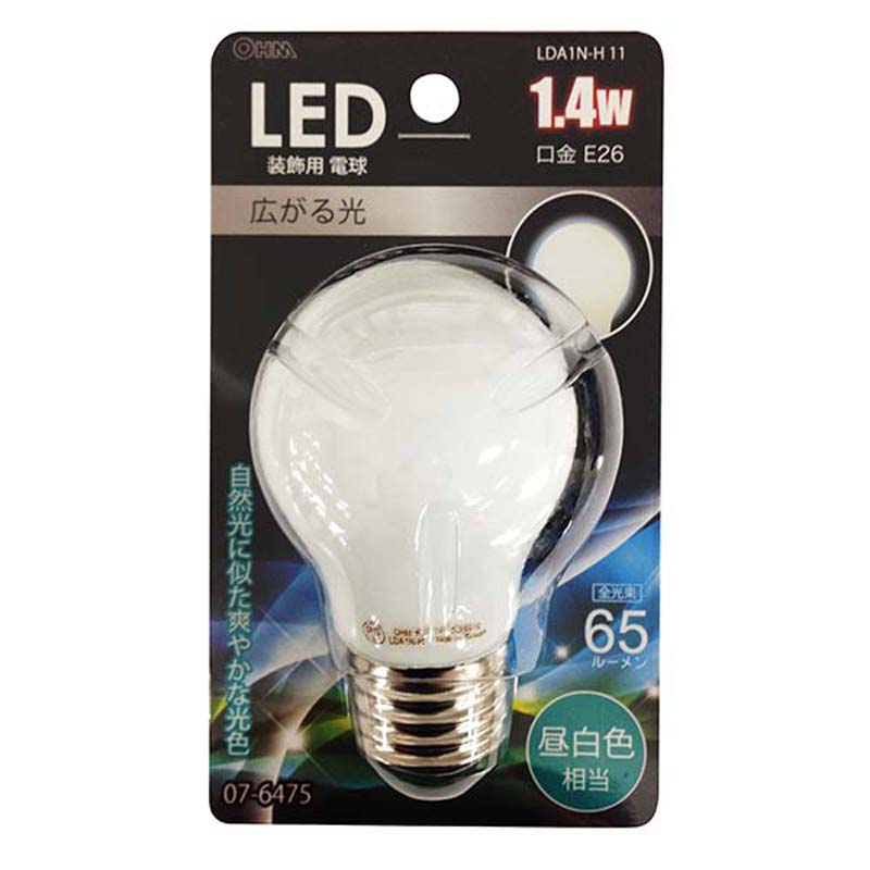 LED電球装飾用 PS/E26/1.4W/65lm/昼白色 [品番]07-6475｜株式会社