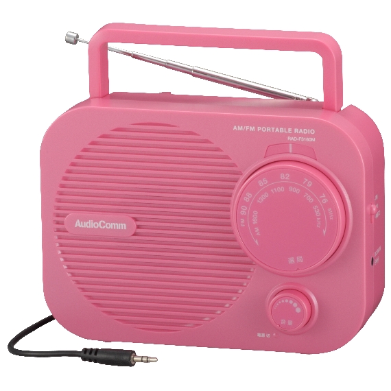 AudioComm AM/FM ポータブルラジオ ピンク [品番]07-8265｜株式会社