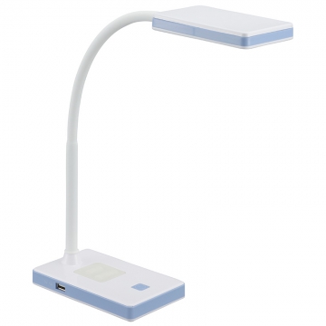LEDデスクランプ USBポート付 昼白色 ホワイト/ブルー [品番]07-8619