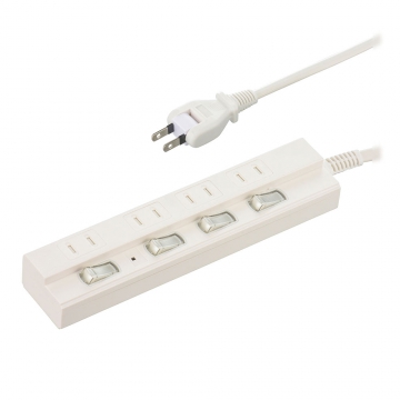 雷ガード付き節電タップ 4個口 2m [品番]00-1585