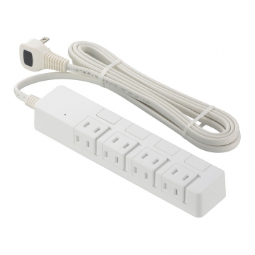 雷ガード付き電源タップ 4個口 3m 白 [品番]00-1644