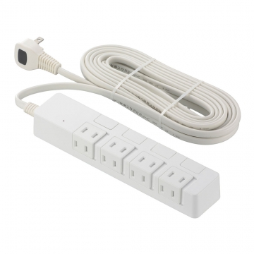 雷ガード付き電源タップ 4個口 5m 白 [品番]00-1645
