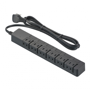雷ガード付き電源タップ 6個口 2m?黒 [品番]00-1664