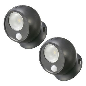 乾電池式センサーボールライト ブラック 2個入り [品番]06-5269