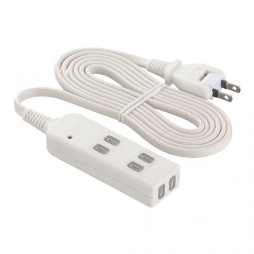 雷ガード付き安全タップ 3個口 2m 白 [品番]00-1041