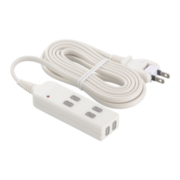 雷ガード付きタップ 3個口 3m 白 [品番]00-1043