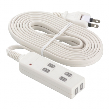 雷ガード付きタップ 3個口 5m 白 [品番]00-1045