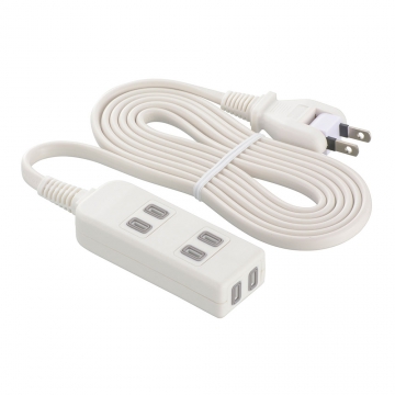 防水パッキン付きホコリシャッタータップ 3個口 2m 白 [品番]00-1637