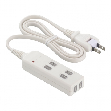 雷ガード・マグネット付タップ  3個口 1m 白 [品番]00-1705