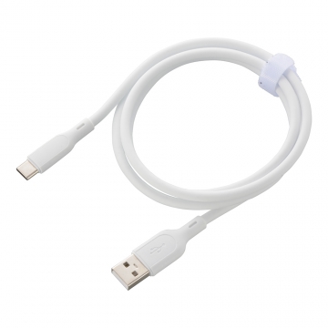 AudioComm なめらかケーブル USB-A to C 1m ホワイト [品番]01-7336