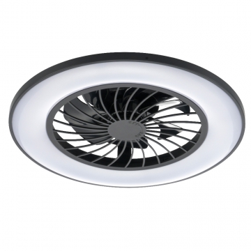 ファン付きLEDシーリングライト 12畳用 調光調色 黒 [品番]06-5249