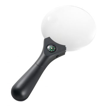 L-ZOOM LEDライト付きハンドルーペ 直径110mm 約2.5倍 [品番]08-1762