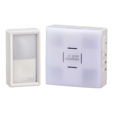 monban CUBE II 防水押しボタン送信機＋光フラッシュ電池式受信機 [品番]08-1915