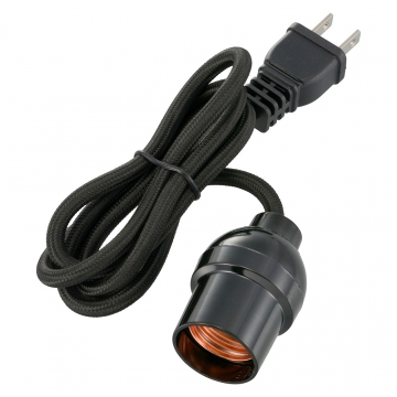 コード付ソケット コンセント E26用 黒 [品番]06-5436