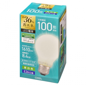 省エネLED電球 E26 100形相当 昼白色 [品番]06-5736